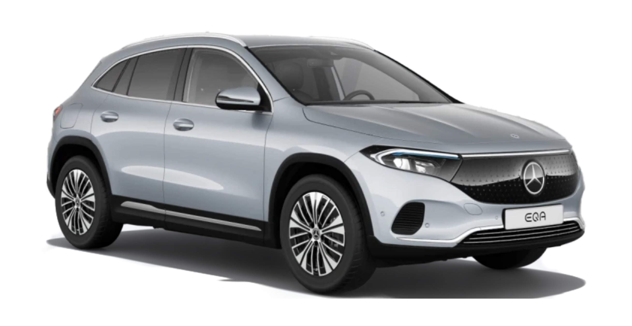 Side profile of the Mercedes-Benz EQA, highlighting its sleek, modern design and fully electric performance.