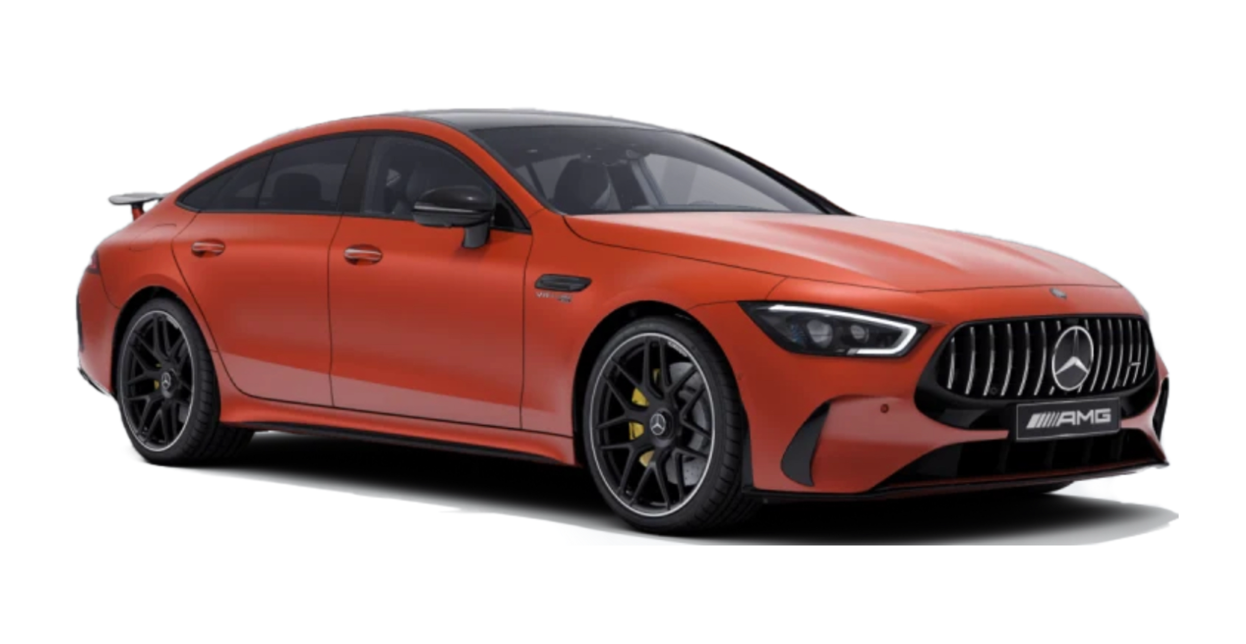 Mercedes-AMG GT 4-Door Coupe in profile, showcasing its aerodynamic design and luxurious high-performance appeal.